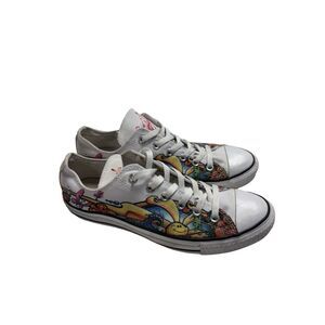 Rare Converse + Drew Brophy Art White Colorful Low Top Limited Edition Sneakers